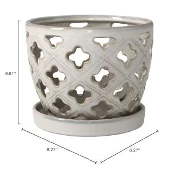 hypehouse Allen + roth 8 in. Orchid Pot with Saucer White