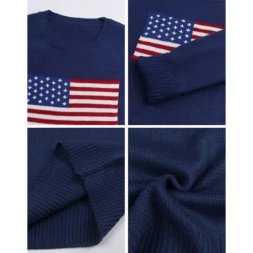 Alsol Lamesa Patriotic American Flag Sweater for Women