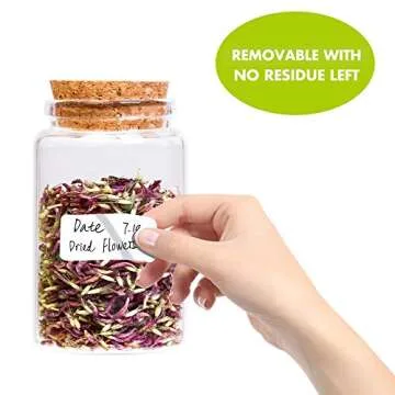 1000 Blank Removable Freezer Labels Water Oil Resistant with Perforation Line for Food Containers Ja...