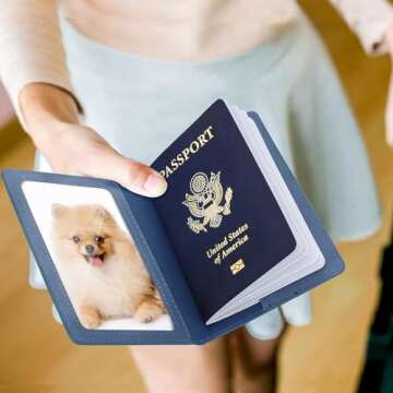 Labato Passport Holder for Travel - Waterproof PU Leather, Light Blue