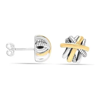 Charmsy Valentines Day Jewelry 925 Sterling Silver 18K Gold-Plated Crossover Stud Earrings for Women...