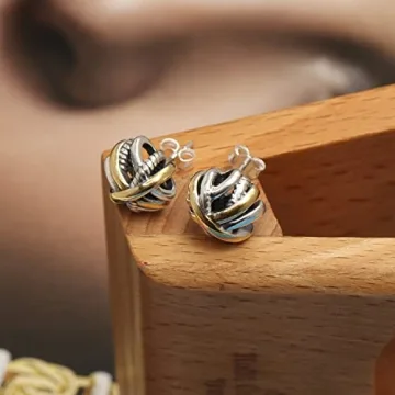 Charmsy Silver & Gold Crossover Stud Earrings for Women