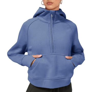 Comfortable LASLULU Fleece Lined Cropped Athletic Hoodie