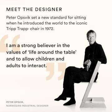 Stokke Tripp Trapp High Chair, Fjord Blue - Adjustable, Convertible Chair for Children & Adults - Includes Baby Set with Removable Harness for Ages 6-36 Months - Ergonomic & Classic Design