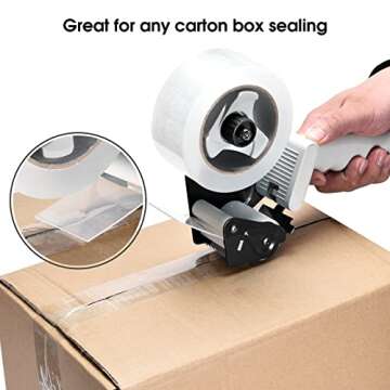 Packing Tape Dispenser Gun, Pacific Mailer 2 Inch Tape Gun Dispenser with 2 Inch Carton Packing Tape, Lightweight Industrial Side Loading Tape Dispenser - Black