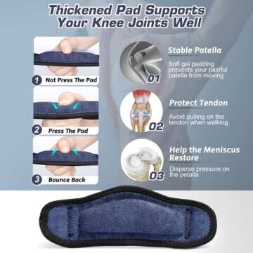 IPOW 2 Pack Thickened Pad & Wide Patella Knee Strap, Pain Relief Patellar Tendon Support, Adjustable...