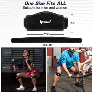 IPOW 2 Pack Thickened Pad & Wide Patella Knee Strap, Pain Relief Patellar Tendon Support, Adjustable Brace Band for Basketball, Running, Jumpers Knee, Volleyball, Tendonitis, Arthritis