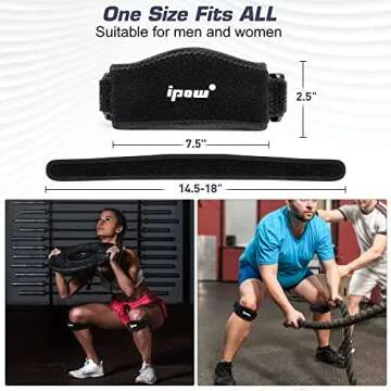 IPOW 2 Pack Thickened Pad & Wide Patella Knee Strap, Pain Relief Patellar Tendon Support, Adjustable Brace Band for Basketball, Running, Jumpers Knee, Volleyball, Tendonitis, Arthritis