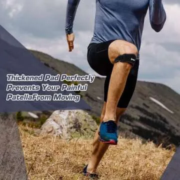 IPOW 2 Pack Thickened Pad & Wide Patella Knee Strap, Pain Relief Patellar Tendon Support, Adjustable Brace Band for Basketball, Running, Jumpers Knee, Volleyball, Tendonitis, Arthritis