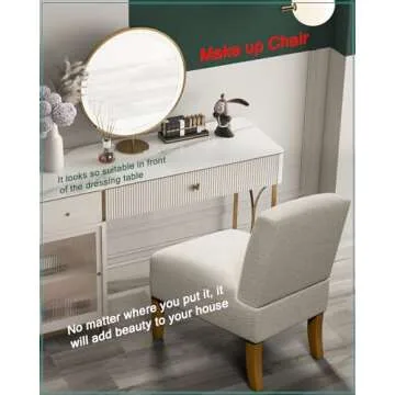 Armless Accent Chairs Set of 2 for Bedroom, Bedroom Chair for Bedroom Living Room Chair with Solid W...