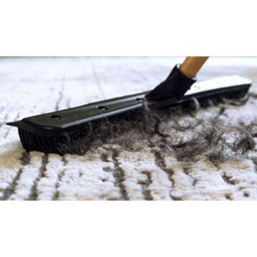 FURemover PRO Pet Hair Rubber Broom with Squeegee, 58” Telescopic Handle for Carpet, Tile and Hardwood