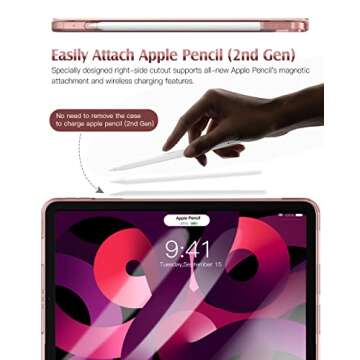TiMOVO Case for New iPad Air 5th/4th Generation, iPad Air 5/4 Case 10.9-inch with Apple Pencil Holder, [Light Weight] Slim Back Protective Smart Case - Rose Gold
