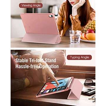 TiMOVO Case for New iPad Air 5th/4th Generation, iPad Air 5/4 Case 10.9-inch with Apple Pencil Holder, [Light Weight] Slim Back Protective Smart Case - Rose Gold