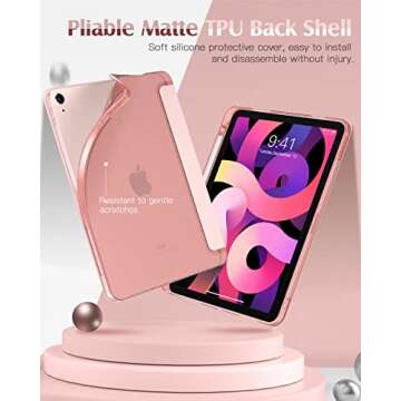 TiMOVO Case for New iPad Air 5th/4th Generation, iPad Air 5/4 Case 10.9-inch with Apple Pencil Holder, [Light Weight] Slim Back Protective Smart Case - Rose Gold
