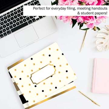 Stylish Barker Creek File Folders Set of 12 in Gold and Multi-Design