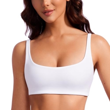 CRZ YOGA Butterluxe Sports Bra - Ultra-Soft, Square Neck, Wireless & Padded