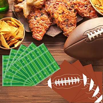 100pcs Football Napkins Football Party Supplies Decorations Disposable Paper Napkins Set for Sport Football Frenzy Game Time Tailgate Party Favors, 2 Design