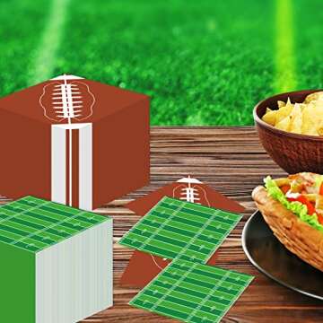 100pcs Football Napkins Football Party Supplies Decorations Disposable Paper Napkins Set for Sport Football Frenzy Game Time Tailgate Party Favors, 2 Design