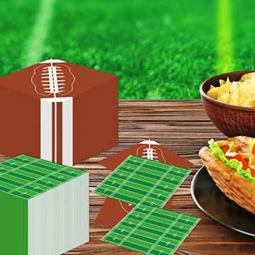 100pcs Football Napkins Football Party Supplies Decorations Disposable Paper Napkins Set for Sport Football Frenzy Game Time Tailgate Party Favors, 2 Design