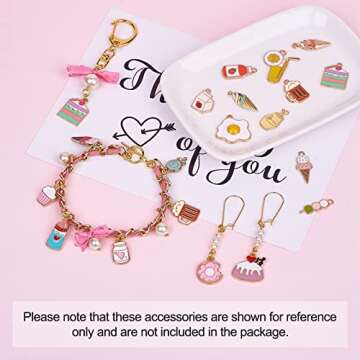 Craftdady 40pcs Food Theme Enamel Pendant 20 Styles Light Gold Plated Donut Lollipop Ice Cream Cup Cake Bubble Tea Milk Dangle Charm for Earring Bracelet Necklace Jewelry Making