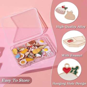 Craftdady 40pcs Food Theme Enamel Pendant 20 Styles Light Gold Plated Donut Lollipop Ice Cream Cup Cake Bubble Tea Milk Dangle Charm for Earring Bracelet Necklace Jewelry Making