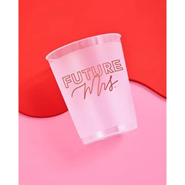 Rose Gold Bachelorette Party Reusable Cups Set - 16 Pack