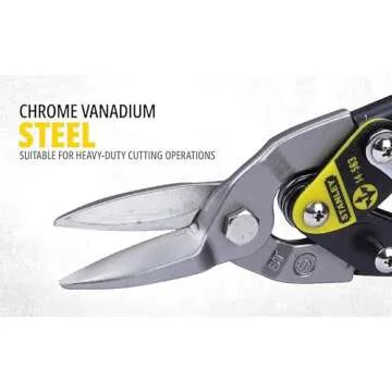 Stanley 2-14-563 "MaxSteel" straight Aviation Snips, 9.84", Black/Yellow