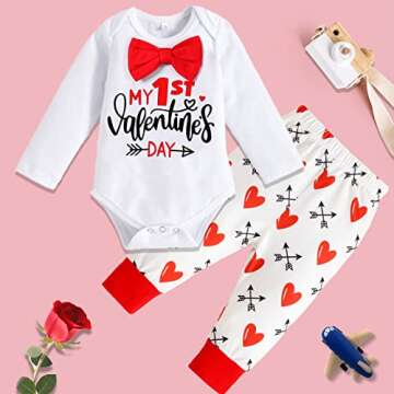 VAIZIQ Baby Boys' Valentine's Day Outfit - Heart Pattern Cotton Set for 0-3 Months