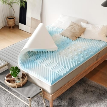 LINSY LIVING 7 Zones Queen Mattress Topper - 3 Inch Cooling Gel Infused Memory Foam