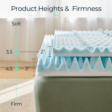 LINSY LIVING 3 Inch Cooling Gel Memory Foam Mattress Topper