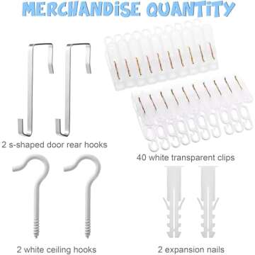 Yalikop 2 Pieces Stuffed Animals Storage Chain Organizer with 40 Plastic Clips 79 Hanging Stuffed An...