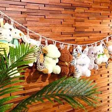Yalikop 2 Pieces Stuffed Animals Storage Chain Organizer with 40 Plastic Clips 79 Hanging Stuffed Animal Display Holder for Wall Play Room Storage Decor