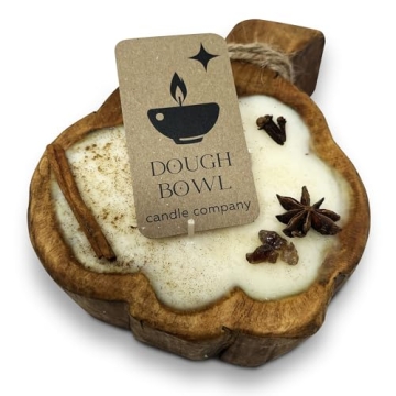 Dough Bowl Candle Co. Pumpkin Candle - 8"x6"x1.5" Pumpkin Spice Candles with 35 Hour Burn Time, Wood...