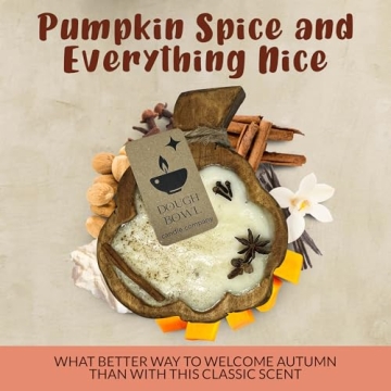 Dough Bowl Candle Co. Pumpkin Candle - 8"x6"x1.5" Pumpkin Spice Candles with 35 Hour Burn Time, Wooden Fall Candles with 100% Soy Wax, 3 Wick Fall Scented Candles, Fall Room Decor, Autumn Candle