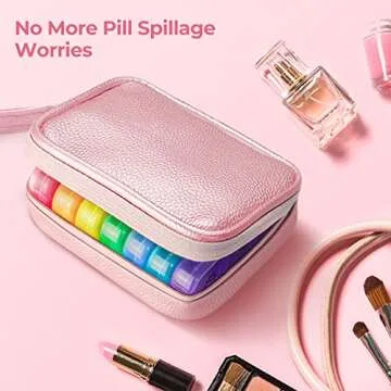 AMOOS Cute Pill Organizer 3 Times a Day, Large Daily Pill Case for Women, Portable Pill Box 7 Day fo...