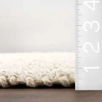 nuLOOM 3x5 Daniela Jute Tassel Hand Woven Area Rug, Off White, Solid Chunky Farmhouse Design, Natura...