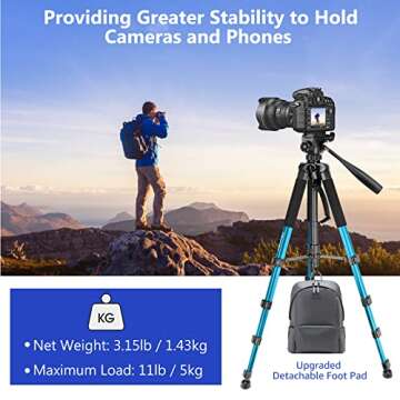 Aureday 74’’ Tripod with Wireless Remote & Phone Holder