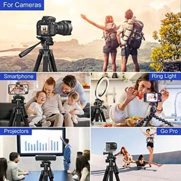 Aureday 74’’ Tripod with Wireless Remote & Phone Holder