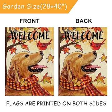 Selmad Fall Golden Retriever Flag for Home Decor