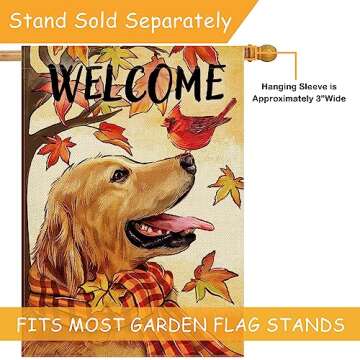 Selmad Fall Golden Retriever Flag for Home Decor