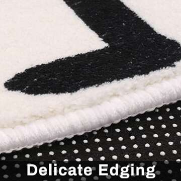 LIVEBOX ABC Play Room Round Kids Rug Circle for Playroom, Learning Nursery Rug Alphabet Washable Rug for Baby Boy and Girl Bedroom, Non-Slip Educationa Carpet for Toddlers (59",Black,Beige)