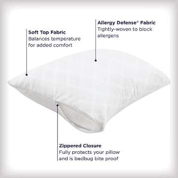 Set of 4 King AllerEase Pillow Protectors - Allergy Safety, Comfort