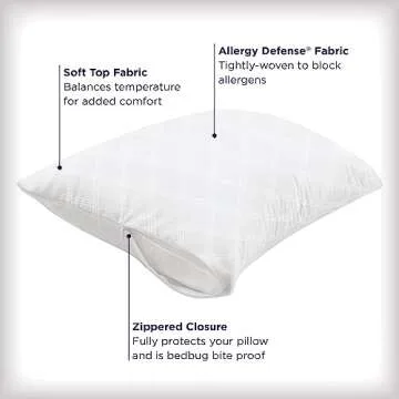 Set of 4 King AllerEase Pillow Protectors - Allergy Safety, Comfort