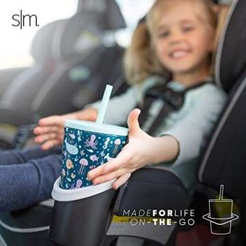 Simple Modern Toddler Cup with Lid and Silicone Straw | Kids Water Bottle Tumbler Insulated Stainless Steel Thermos | Classic Collection | 12oz, Pink Flamingo