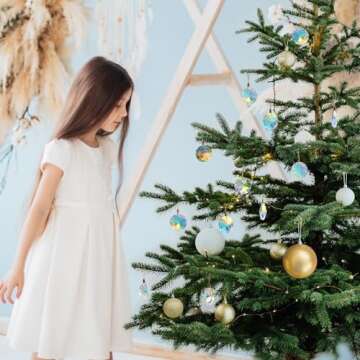 LUMITI 12 Pcs Crystal Glass Christmas Balls Ornaments