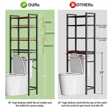 Kalrin Over-The-Toilet Storage Rack, 4-Tier Bathroom Organizer Shelf Over Toilet with Adjustable She...
