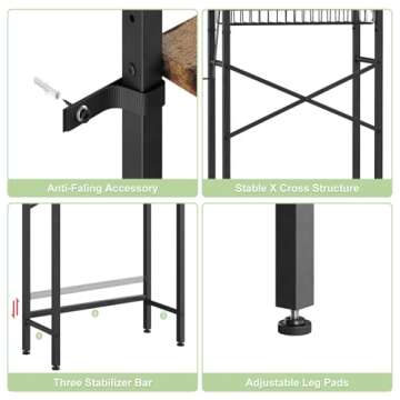 Kalrin Over-The-Toilet Storage Rack, 4-Tier Bathroom Organizer Shelf Over Toilet with Adjustable Shelf and Basket, Freestanding Space Saver Bathroom Shelves Above Toilet for Room (Vintage Brown)