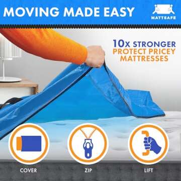 Nordic Elk Mattress Bags for Moving and Storage (Twin) Heavy Duty Moving Supplies, 8 Sturdy Handles, Strong Zipper, Mattress Cover Bed Bags, Storage Cover Essentials Packing Protector