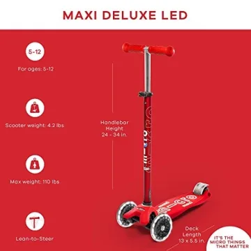 Micro Kickboard Maxi Deluxe LED - Safe Fun Scooter for Kids