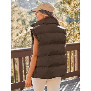 AUTOMET Womens Puffer Vests Fall Fashion Jackets Puffy Outfits 2025 Trendy Sleeveless Coats Outerwear Winter Clothes Brown XL